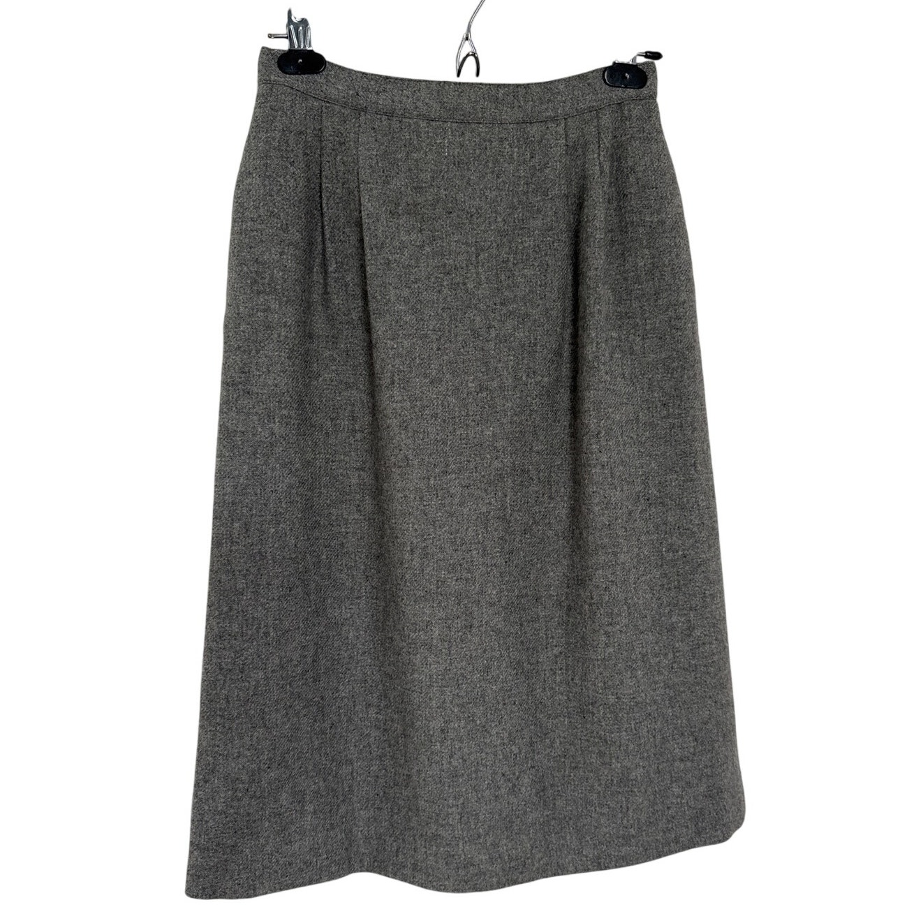 Vintage Cristina Wool Gray Flecked Pleated Skirt High Waist Classic Style Small